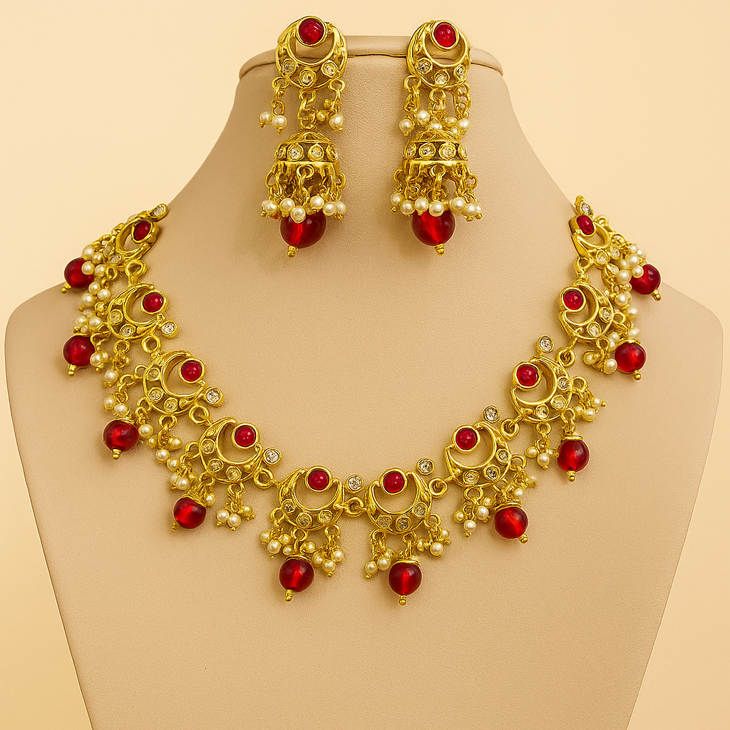 Golden Necklace With Earrings