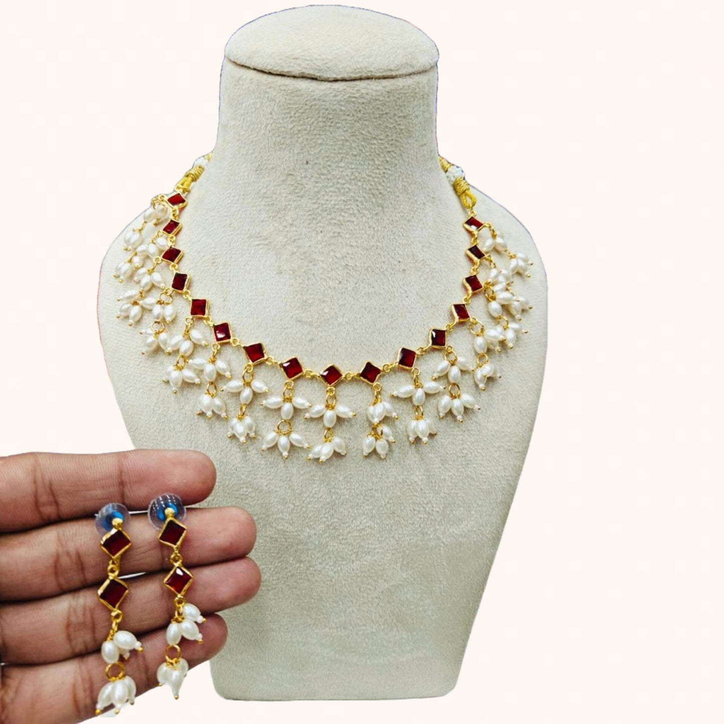 AD Pearls Necklace With Earrings