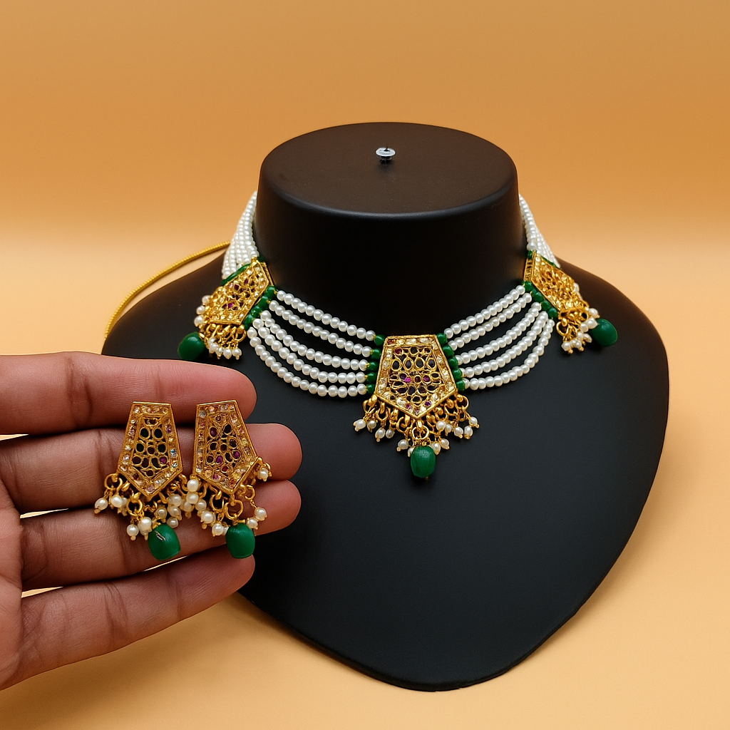 Multi Stone Necklace With Earrings